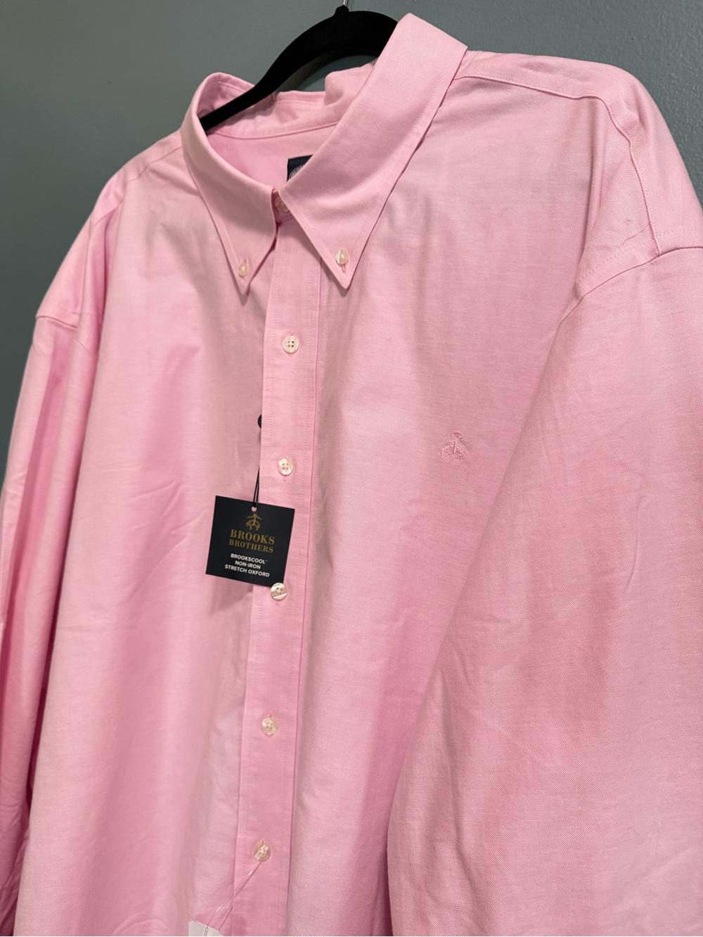 Brooks Brothers Non Iron Stretch Oxford Logo Shirt in Pink Men’s 4XLT NEW